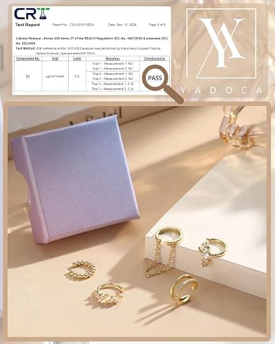 YADOCA 5Pcs Ear Cuff Gold/Silber Ohrmanschette Ohrringe Ohne Ohrloch Earcuffs Helix Knorpel Clip auf Wickelohrring Fake Pircings Ear Cuffs Ohrklemme thumbnail 6