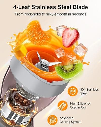 HoninJoy Smoothie Blender, 650W Personal Blenders for Shakes and Smoothies with Grinder Cup & 2 BPA-Free Portable Cups (20oz+14oz), Portable Blender for Juices, Smoothies Maker for Kitchen, Pink thumbnail 3