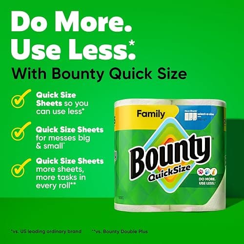 Bounty Quick Size Paper Towels, White, 8 Family Rolls thumbnail 2