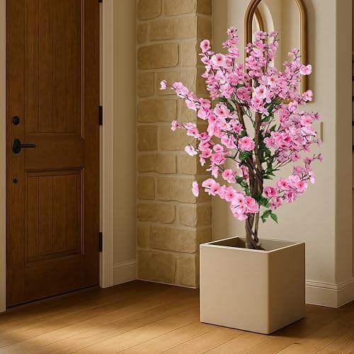 Arnusa Kunstpflanze Blütenbaum 120 cm Wintersweet Künstliche Pflanze Blüten Kunstbaum im Topf Frühlings Pflanze (Pink) thumbnail 8