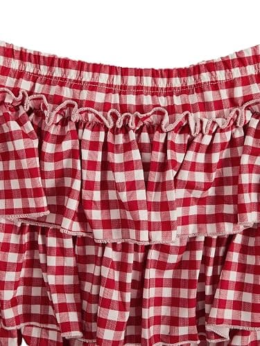BEAUDRM Women's Y2k Bow Ruffle Mini Skirt Cute Gingham Layered Skort | Plaid Skirt, Pleated, Tiered, A-Line, Rave, Festival, Party, Country Concert Outfits thumbnail 6