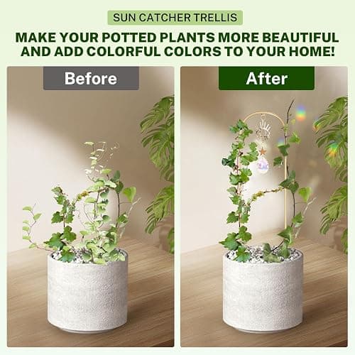 WellSign Small Trellis for Potted Plants Indoor with Colorful Crystal Sun Catcher, 14.17 Inch Metal Plant Lattice for Mini Potted Plant Decoration for Home Window Garden 4 Pack thumbnail 6