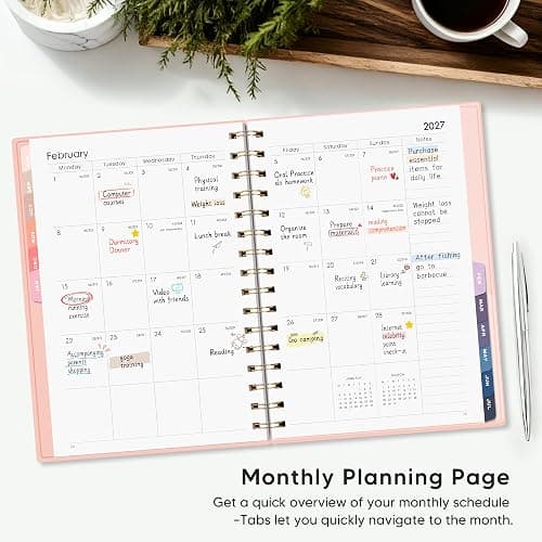 RETTACY Academic Diary, Aug 2026 - Jul 2027, Week to View, A5 Size (14.5 x 21 cm), Weekly Planner for Student & Teacher, 12-Monthly Tabs,100 GMS Paper - Pink | Mid Year Diary, Aug 2026-Jul 2027, Week to View Appointment Book, for Student & Teacher, 12-Monthly Tabs, 14.5 × 21 cm thumbnail 4