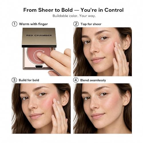 RED CHAMBER HARUKI Multi-Purpose Cream, Blush for Cheeks & Lips — Buildable Sheer-to-Glow Color, Dewy Luminous Finish, Hydrating Blush for Mature Skin, Compact with Mirror, Haelyn thumbnail 7