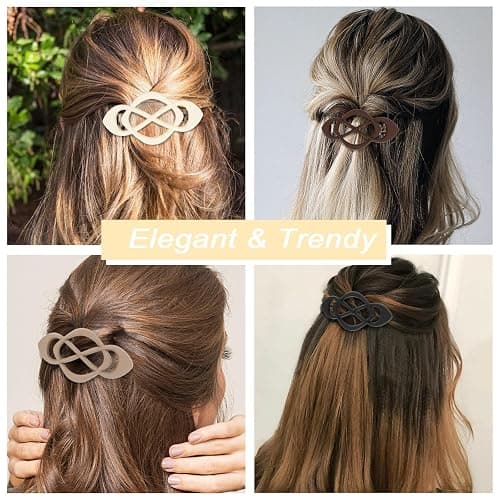 Amariver 4packs Hair Clips French Hair Barrettes for Women Beige Khaki Brown Black Accessories for Women Girls thumbnail 6
