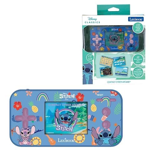 Lexibook - Disney Stitch - Compact Portable Cyber Arcade Console, 150 Games, LCD Colour Screen, Battery-Powered, JL2367D - Image 1