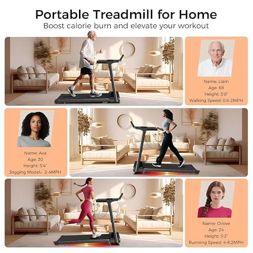 Aiteid Treadmill with Incline,3.0HP Small Treadmills for Home,Portable Electric Treadmill with Handles,Lightweight Walking Pad,Compact Running Treadmills,Walking Pad with Handle,300LBS Capacity thumbnail 5