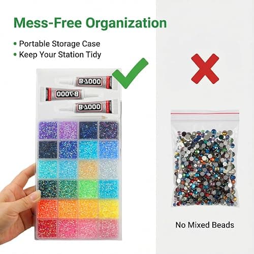 17000Pcs Rhinestones for Bedazzling, 4mm Bedazzler Kit with Flatback Rhinestones for Clothes Crafting Crafts Nails Clothing, Flat Back Resin Rainbow Colorful Colored Crystal with B 7000 Glue Clear thumbnail 7