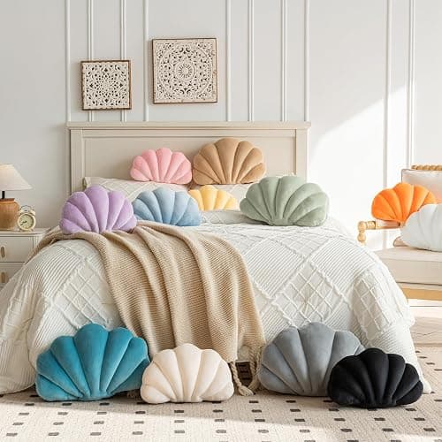ZCNYCLAM Shell Pillow, Shell Shaped Decorative Throw Pillows with Velet for Couch Bed, Cute Seashell Beachy Room Decor Aesthetic Throw Pillows for Bedroom Living Room(13x10 Inches, Dusty Blue) thumbnail 5