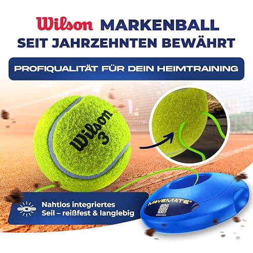 MOVEMATE Tennis-Trainer Set mit Wilson® Tennisball | innovatives Ballspiel für Draußen, im Garten, im Park für Kinder & Erwachsene | inkl. Transporttasche & Übungsvideos thumbnail 3