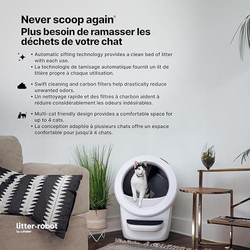 Litter-Robot 4 Beginner Bundle by Whisker, White - Automatic, Self-Cleaning Litter Box, Includes Litter-Robot, Fence, Mat, 2 OdorTrap Pack Refills, 25 Waste Drawer Liners & 1 Year of WhiskerCare thumbnail 3