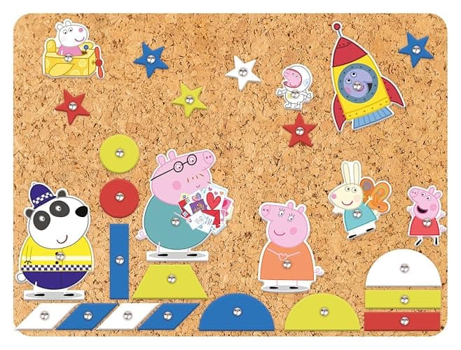 Lena® Hammerspiel Peppa Pig – Kreatives Set mit 44 bunten Plättchen, Hammer, Nägeln und Korkplatte, ab 3 Jahren thumbnail 2