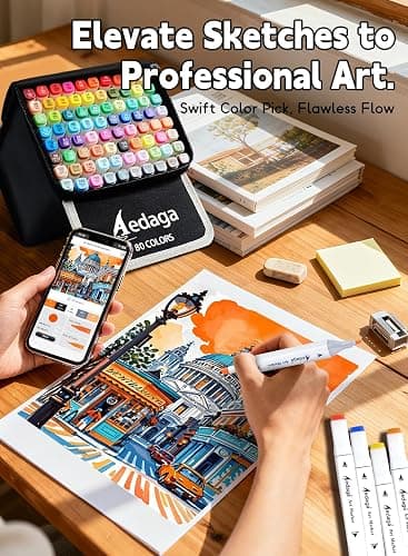 168 Colors Alcohol Markers with Free APP Dual Tip Art Coloring Markers Set | Kickstand Case | Chisel and Fine Tip | Alcohol-Based | Drawing Markers for Adults Artists | Illustration Sketching Painting thumbnail 5