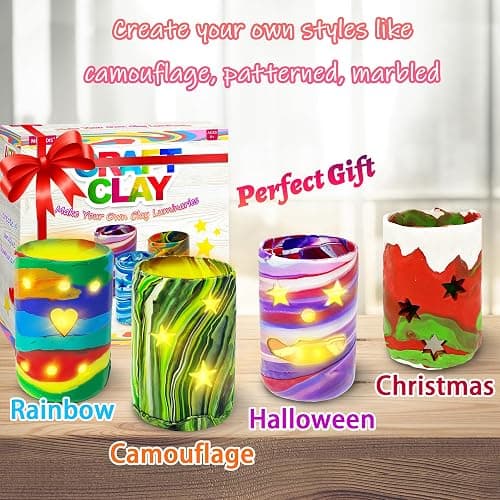 MHMYDIS Make Your Own Clay Luminaries - Arts and Crafts kit for Boys Girls and Teens Age 6 7 8 9 10 11 12 Year Old and up - Creative Clay Lantern Toys for 8-12 Year Olds thumbnail 8