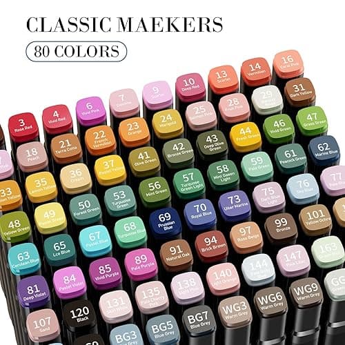 WELLOKB Alcohol Markers, 80 Colors Dual Brush Tip Permanent Art Markers, Coloring Marker, for Book Painting Card Making, Christmas gift for Adults Kids 8-12 thumbnail 8