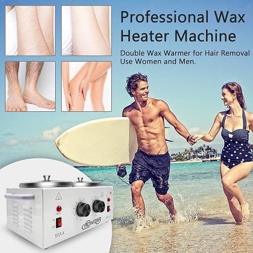 Professional Waxing Kit Wax Warmer Double Pot Wax Heater Machine for Hair Removal, Large Waxing Pot for Spa Salon Beauty Esthetician Home, with Adjustable Temperature Set, 50 Stick & 20 Collar(White) thumbnail 6
