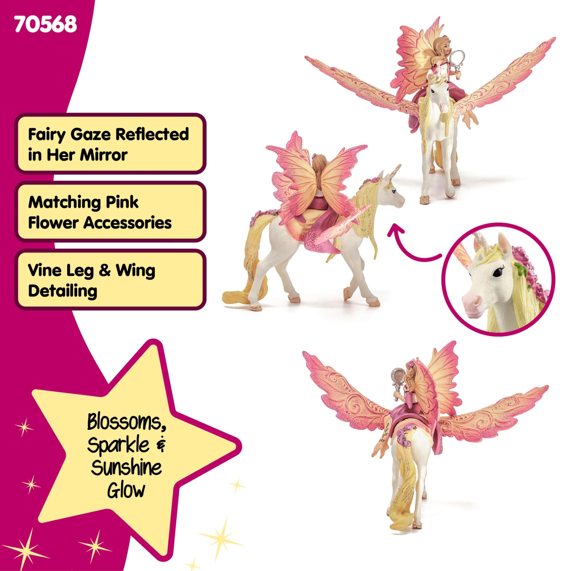 schleich BAYALA 70568 Pegasus Unicorn Feya Figure with Mirror and Magnet Gift for Girls and Boys Birthday Decoration and Collectible Figures from 5 Years | Set of 3 thumbnail 3