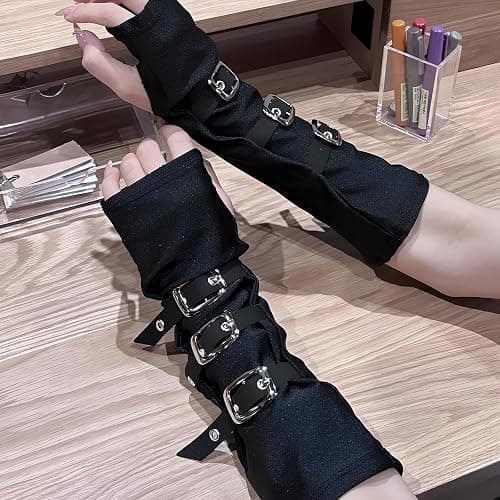 1 Paar Fingerlose Handschuhe, Punkhandschuhe,Hip-Hop-Persönlichkeitshandschuhe, Partykleid-Handschuhe,Goth Arm Ärmel, Armstulpen, für Halloween, Party, Hip Hop, Cosplay, für Damen und Herren thumbnail 4