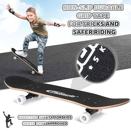 Nattork 31 Inch Complete Skateboard, Standard Skateboards for Beginners, Wood 9 Layer Canadian Maple Trick Skate Boards for Boys Girls Youth Teens Adults thumbnail 3