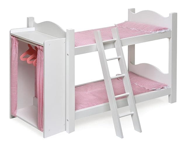 Badger Basket Doll Bunk Bed with Armoire for 18 to 22-Inch Dolls – Includes Bedding, Ladder, and Storage – Perfect for Imaginative Play - Image 1
