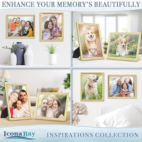 Icona Bay 8x10 Picture Frames (Gold, 6 Pack), Beautifully Detailed Molding, Contemporary Picture Frame Set, Wall Mount or Table Top, Inspirations Collection thumbnail 5