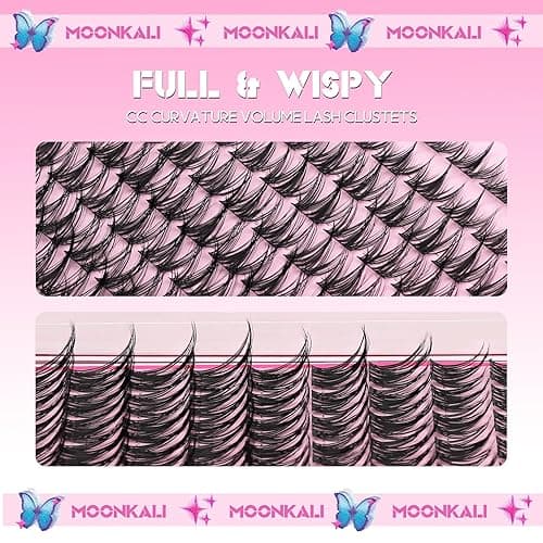 MOONKALI Natural Lash Clusters Wispy Fairy Eyelash Extensions 10-16MM CC Curly Manga Eyelash Clusters 120Pcs Individual Versatile DIY Lash Extension, Black thumbnail 5