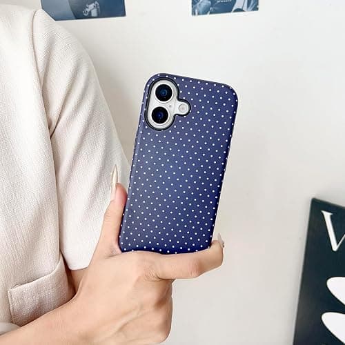 ZOEVEES Magnetic Case for iPhone 13, Compatible with MagSafe, Aesthetic Polka Dot Cute Design for Women, Hybrid 2-Layer Hard Shell Phone Cover, Blue thumbnail 6