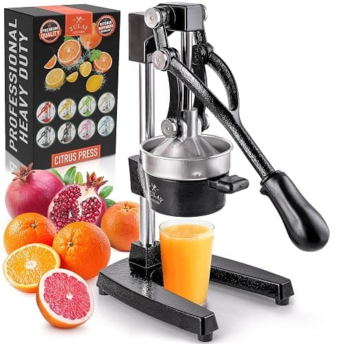 Zulay Kitchen Cast Iron Juicer, Orange Manual Juicer, Citrus Press, Black | Heavy Duty Stainless Steel Fruit Hand Press for Orange, Lemon, Citrus Fruit Juice & More, Easy to Clean, Lemonade Stand Ready - Image 1