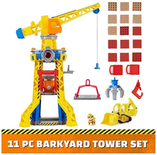 Rubble & Crew, Bark Yard Crane Tower Playset with Action Figure, Toy Bulldozer & Kinetic Build-It Play Sand, PAW Patrol Kids Toys for Boys & Girls 3+ thumbnail 6
