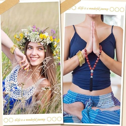Alphatool Glitter Jelly Gold Bangles Bracelets for Women - Gold Soft Silicone Sparkling Ladies Fashion Stackable Jewelry Gift for Party thumbnail 5