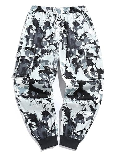 Men Techwear Cargo Joggers Flap Pocket Elastic Drawstring Waist Pants thumbnail 6