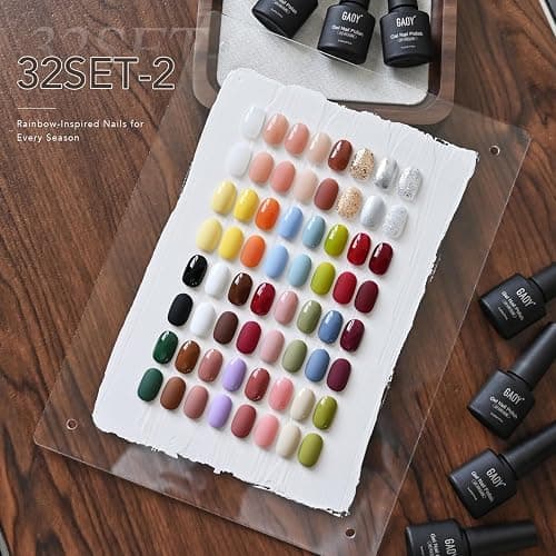 GAOY 36 Pcs Gel Nail Polish Set, 32 Colors All Season Gel Polish Kit Red Black White Nude Glitter with 4 Pcs Soak off Base Glossy Matte Top Coat & Builder for Nail Art DIY Manicure at Home thumbnail 2