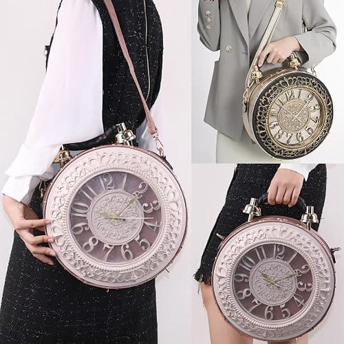 Lyuxhetaokdiq Women PVC Clock Shaped Handbag Crossbody Shoulder Bag Clock Purse thumbnail 2