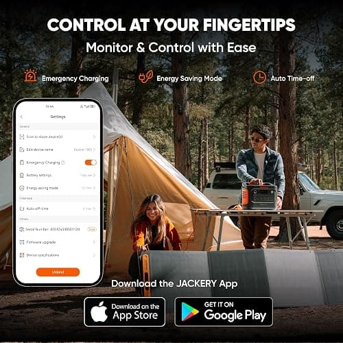 Jackery Solar Generator 1000 v2 with 200W Solar Panel,1070Wh Portable Power Station LiFePO4 Battery,1500W AC/100W USB-C Output, 1Hr Fast Charge for Outdoor,Off-Grid Living,RV,Emergency thumbnail 7
