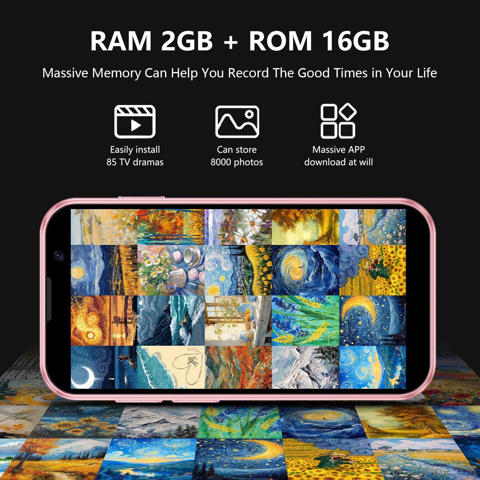 3.0” HD Touch Screen Mini Smartphone, Unlocked Android Mini Phone, Face Recognition, Dual SIM, WiFi, GPRS, Ultra-Thin Body for Kids Phone, Cell Phone with Quad-Core Pink thumbnail 6