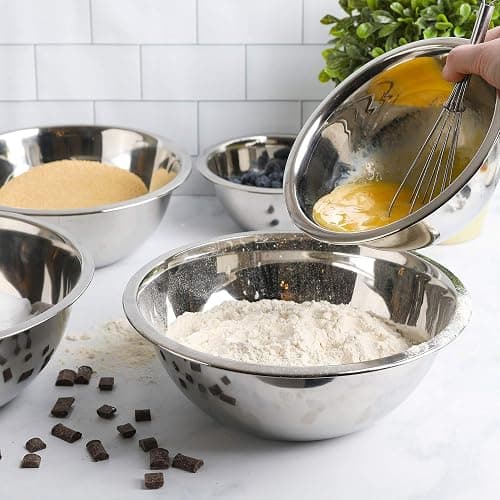 WHYSKO Meal Prep Stainless Steel Mixing Bowl (5-Piece Set) Home, Refrigerator, and Kitchen Food Storage Organizers | Ecofriendly, Heavy Duty, No Lids thumbnail 2