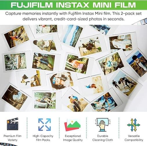 Fujifilm Instax mini Instant Daylight Film (Twin Packs + 32 GB USB Flash Drive) with Sunshine Photo Microfiber Cleaning Cloth... (1 Twin Pack) thumbnail 4