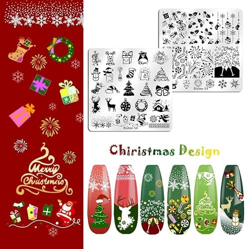 Biutee Nail Stamper Kit 15pcs Nail Art Stamp Plate 8pcs Stamp Gel Polish 1pcs Nail Stamper Scraper Set with Storage Bag, Nail Stamp Template Kit Flower Lace Animal Star Christmas Design thumbnail 3