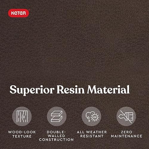 Keter City 30 Gallon Resin Outdoor Storage Box and Patio Furniture Side Table for Pool and Garden Accessories, Brown thumbnail 9