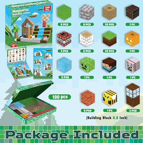 ToyUnited Magnetic Blocks-100PCS Magnetic Building Blocks Magnet Cube Toys Stacking,Build Forest World Set,STEM Montessori Sensory Toys for Kids Boys Girls Age 3 4 5 6 7 8 9 10 Easter Birthday Gift thumbnail 2