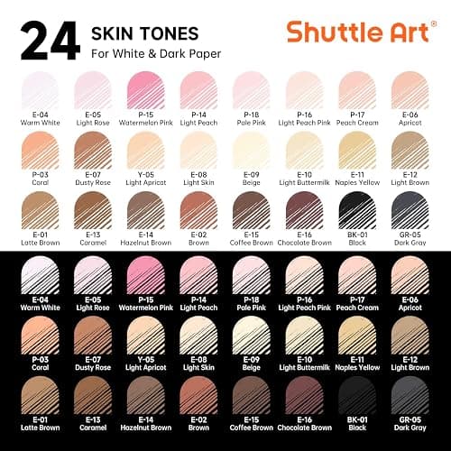 Shuttle Art Colored Pens, 24 Skin Tone Colors Cute Journal Pens 0.6mm Fine Point Colored Gel Pens for Black Paper Adult Coloring Writing Drawing Journaling Note Taking School Office Home thumbnail 3