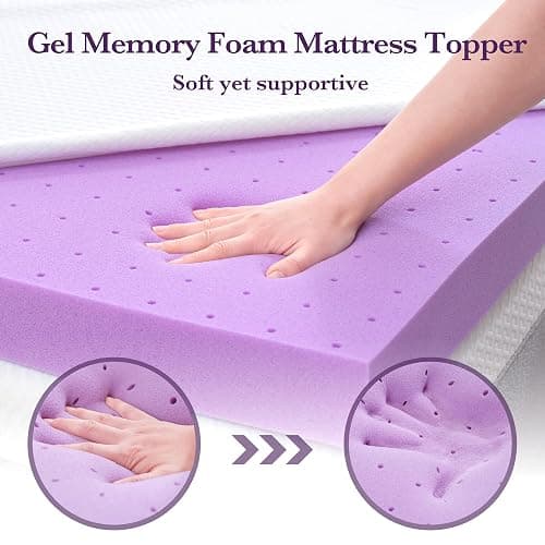 SINWEEK 2 Inch Gel Memory Foam Mattress Topper with Cooling Cover Ventilated Soft Mattress Pad, Bed Topper, CertiPUR-US Certified, Twin XL Size thumbnail 2