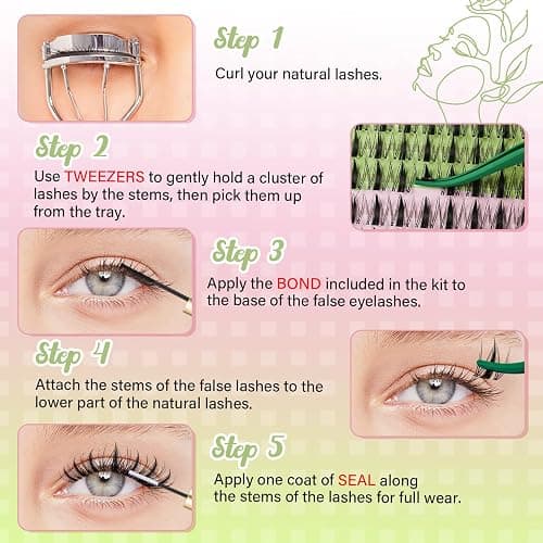 KEYYOU Fairy Lash Clusters 144Pcs D Curl Manga Lash Extension Eyelash Extension Wispy Natural Invisible Band Lash with Waterproof DIY Lash Extension at Home(Fairy-D-8-18MIX) thumbnail 6