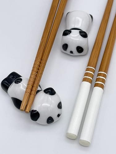 Sushi Essstäbchen Set Panda 2 Paar inklusive Keramik-Unterleger Premium Holz Nachhaltig Japanisch Chinesisch Koreanisch Taiwanesisch thumbnail 7