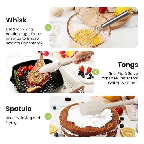 Cooking Utensils Set, 35Pcs Silicone Kitchen Utensils Set with Holder, 446°F Heat Resistant Food Grade Spatula Set, BPA Free Kitchen Gadgets for Non-stick Cookware, Easy to Clean (Khaki) thumbnail 5