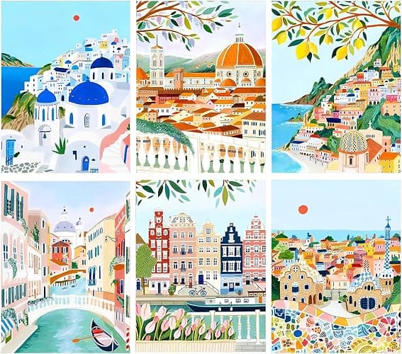 ARPADAMO 6 pack Aesthetic Diamond Art Kits for Adults,5D Landscape Diamond Painting DIY Diamond Art Diamond Painting Kits for Adult,Round Full Drill Diamonds, Diamond Art Kits for Home Decor-12x16inch - Image 1