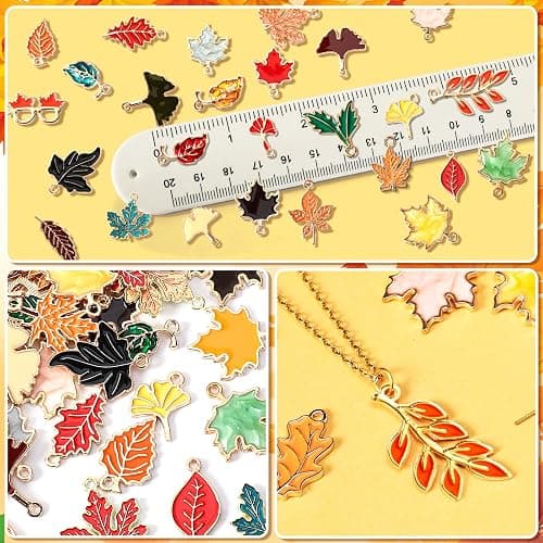MARFOREVER Maple Leaf Charm, 120Pcs Fall Leaf Charms for Jewelry Making, Thanksgiving Day Charms Autumn Enamel Pendant for DIY Bracelet Necklace Earrings Crafts Gifts for Women Girls thumbnail 2