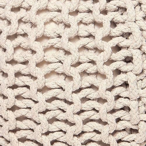 REDEARTH Round Pouf Ottoman - Cable Knitted Boho Poof - Home Décor Cord Pouffe Handmade Circular Footrest for Living Room - Bedroom - Kids Bedroom - 100% Cotton Pouf (18" x 18" x 14") - Ivory thumbnail 6