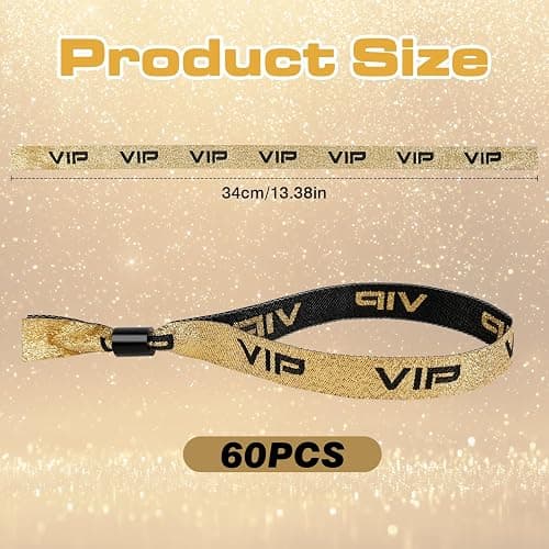 JABNOW 60 Stück Stoff Einlassbänder, Schwarze Goldene Eintrittsbänder, Einstellbar Party VIP Armbänder, Festival Identifikation Bänder, Eventbänder für Konzerte Geburtstag Kino Hochzeit thumbnail 3