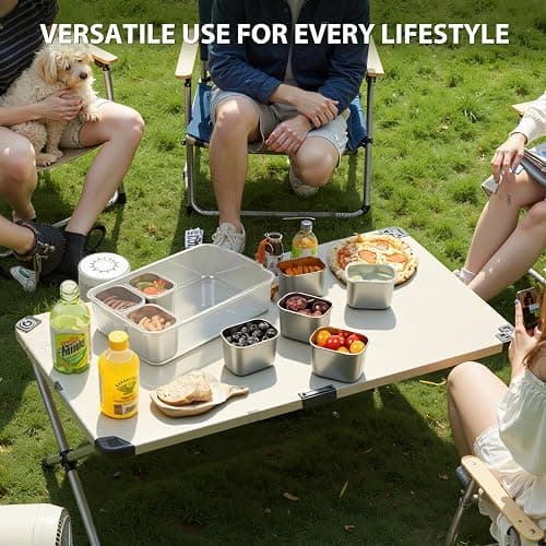 Snackle Box Container, Stainless Steel Divided Serving Tray with Lid and Handle, 8 Compartment Portable Snack Platters - Clear Storage Organizer for Fruit Candy Nuts Veggie - Perfect for Travel Party thumbnail 8